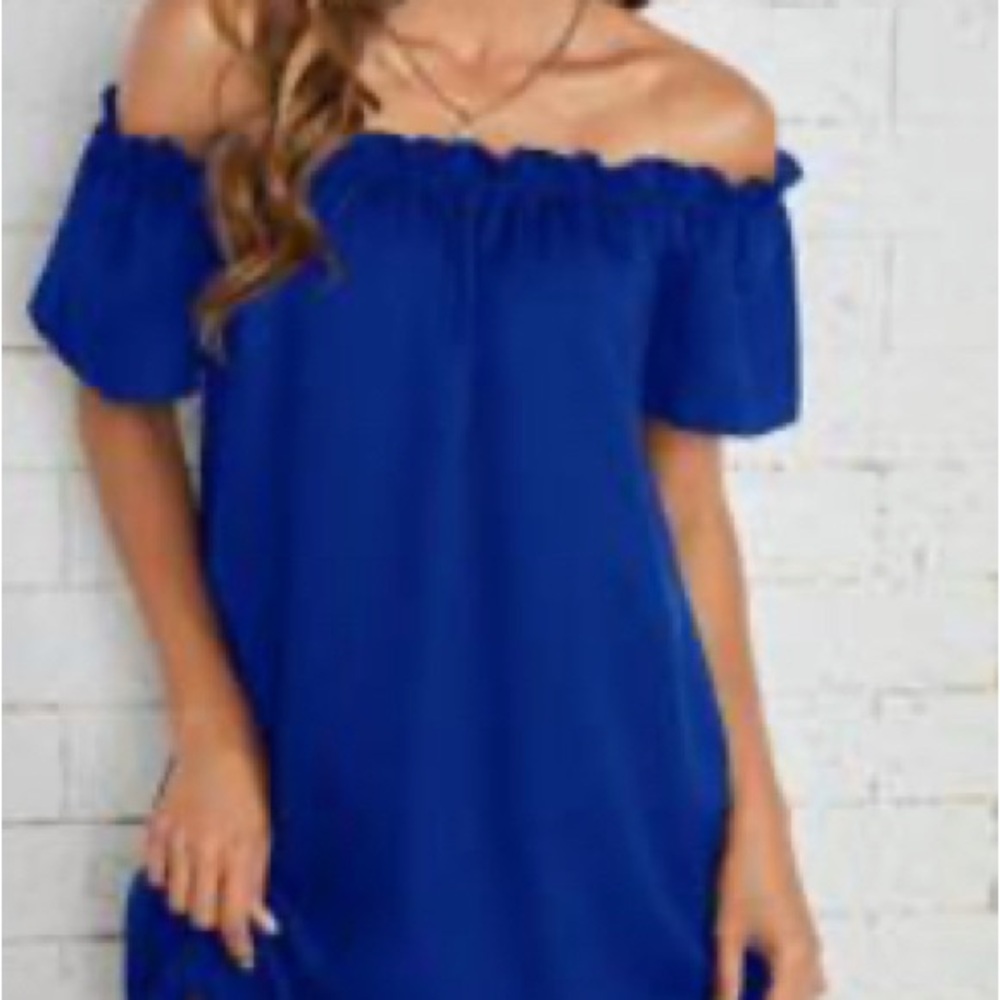 Blue Off-Shoulder Dress - dress up or down